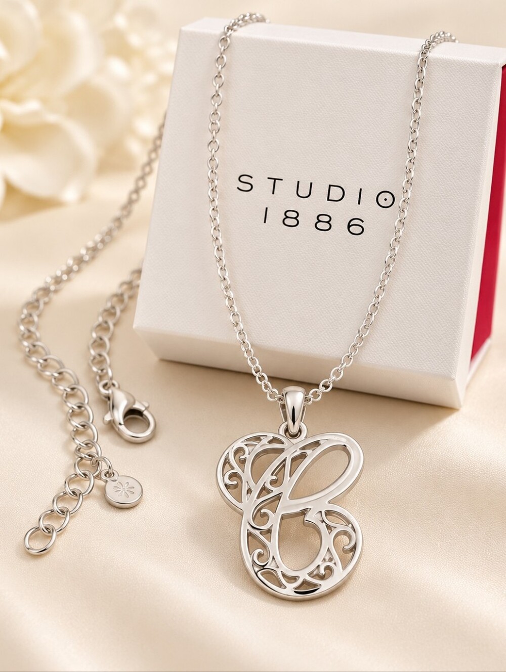 Avon Studio 1886 Filigree Initial C Pendant Necklace NIB